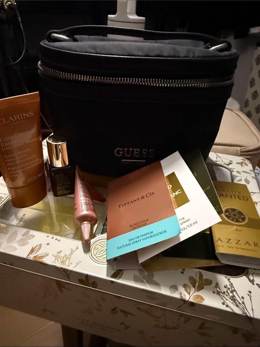 Guess Black and Silver Mini Bag with Top Handle and Samples